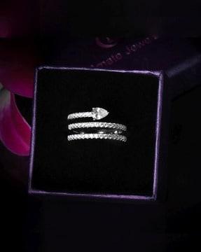 925 sterling silver american diamond solitaire spiral band ring