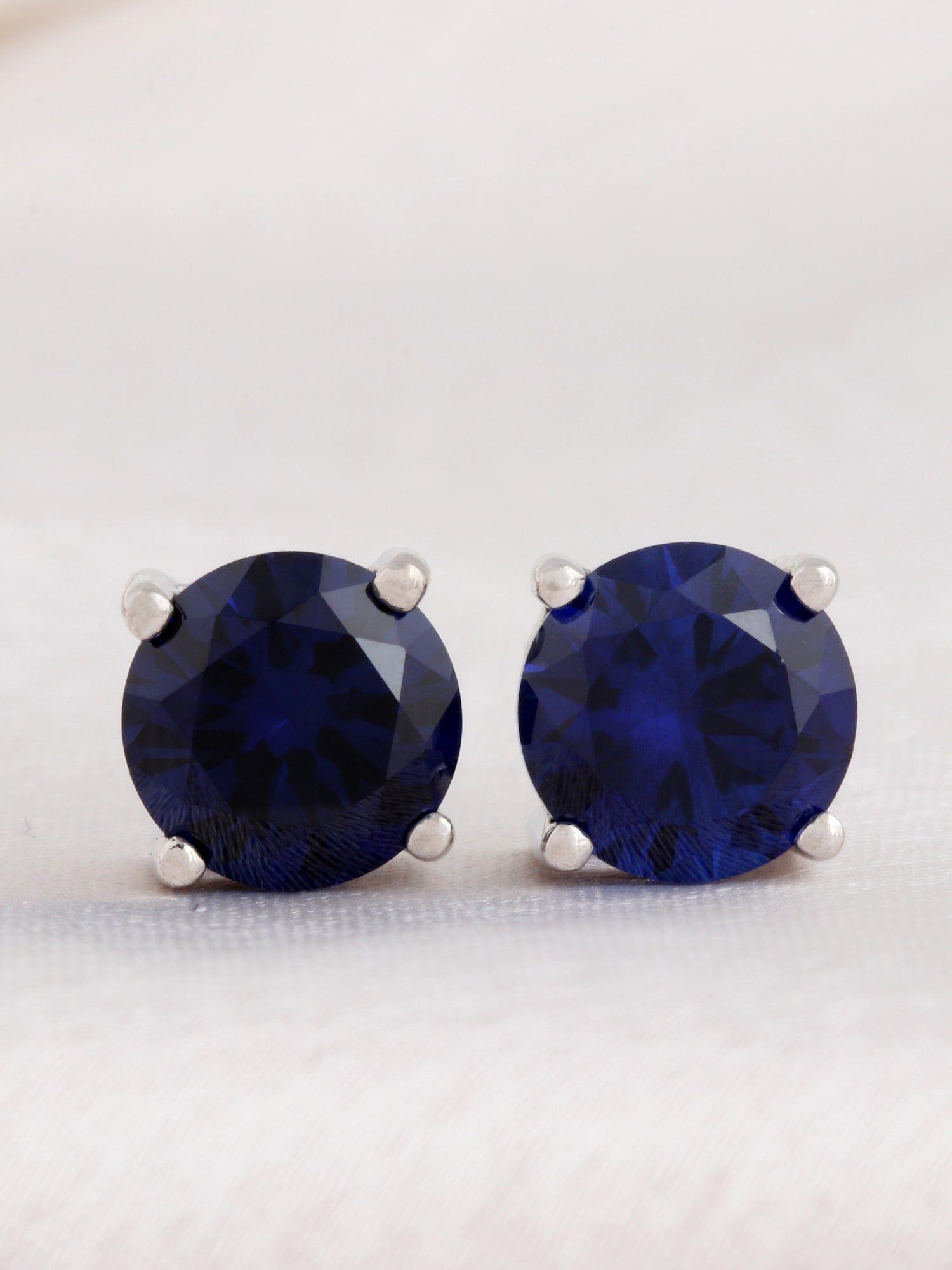 925 sterling silver blue sapphire stud earrings for women
