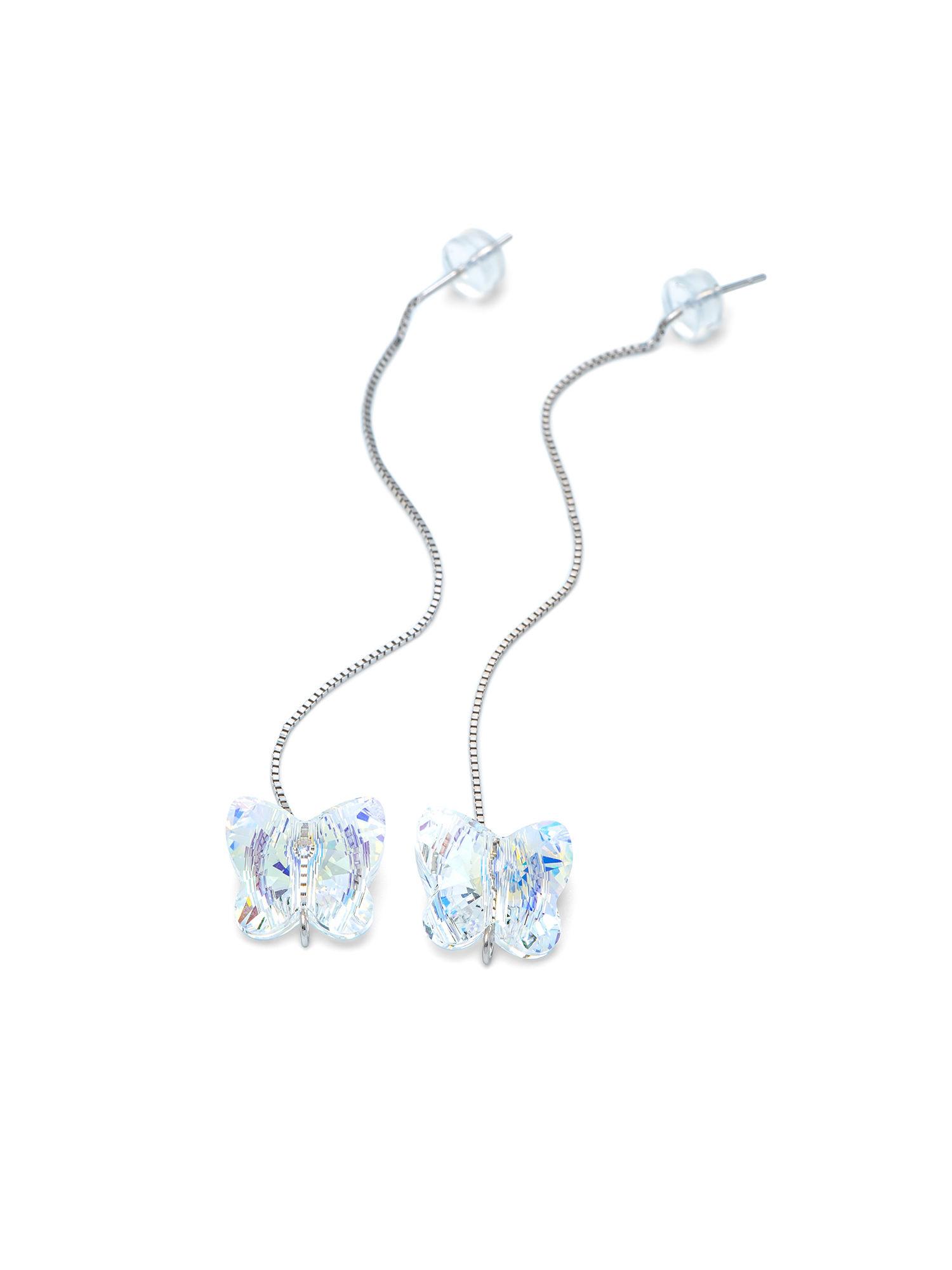 925 sterling silver butterfly slay swarovski earrings for womens & girls