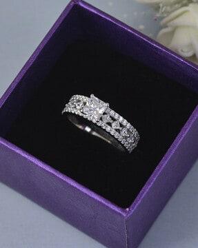 925 sterling silver cubic zirconias band ring