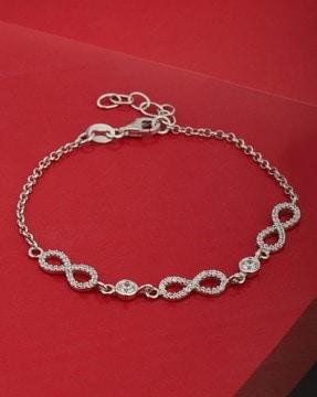 925 sterling silver cz stone- studded link bracelet vanb304