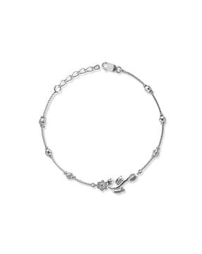 925 sterling silver floral leaf link bracelet