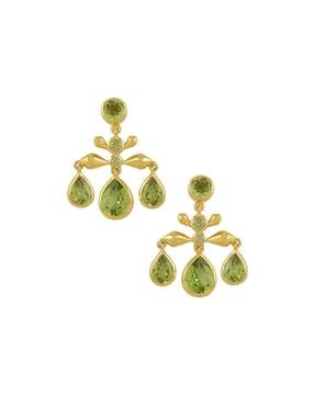 925 sterling silver gold-plated peridot drop earrings