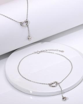 925 sterling silver heart melting chain anklets