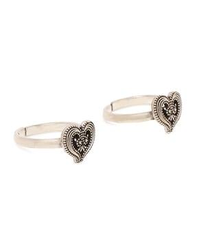 925 sterling silver heart toe rings