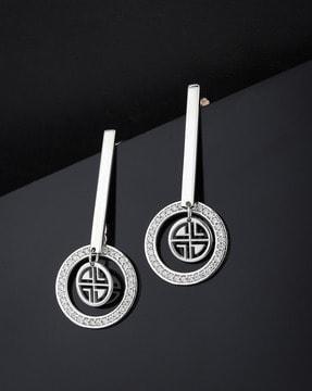 925 sterling silver rhodium-plated drop earrings s584301e