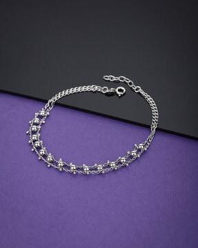 925 sterling silver rhodium-plated layered anklet vana038