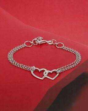 925 sterling silver rhodium-plated twin heart multistrand bracelet vanb077