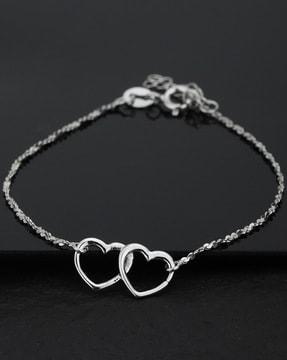 925 sterling silver rhodium-plated twin hearts bracelet vanb039