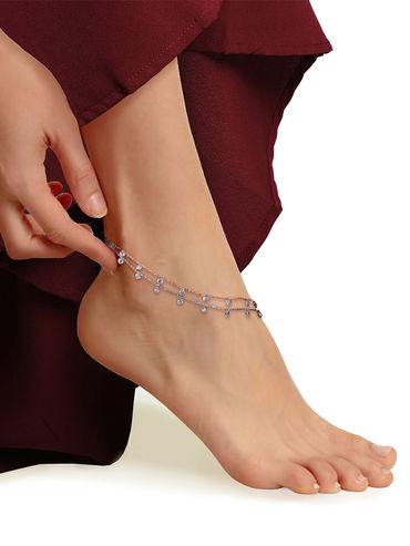 925 sterling silver rose gold queens adjustable anklet for women and girls