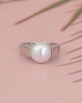925 sterling silver round freshwater pearl ring