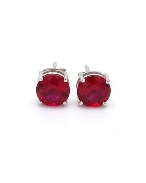925 sterling silver ruby stud earrings