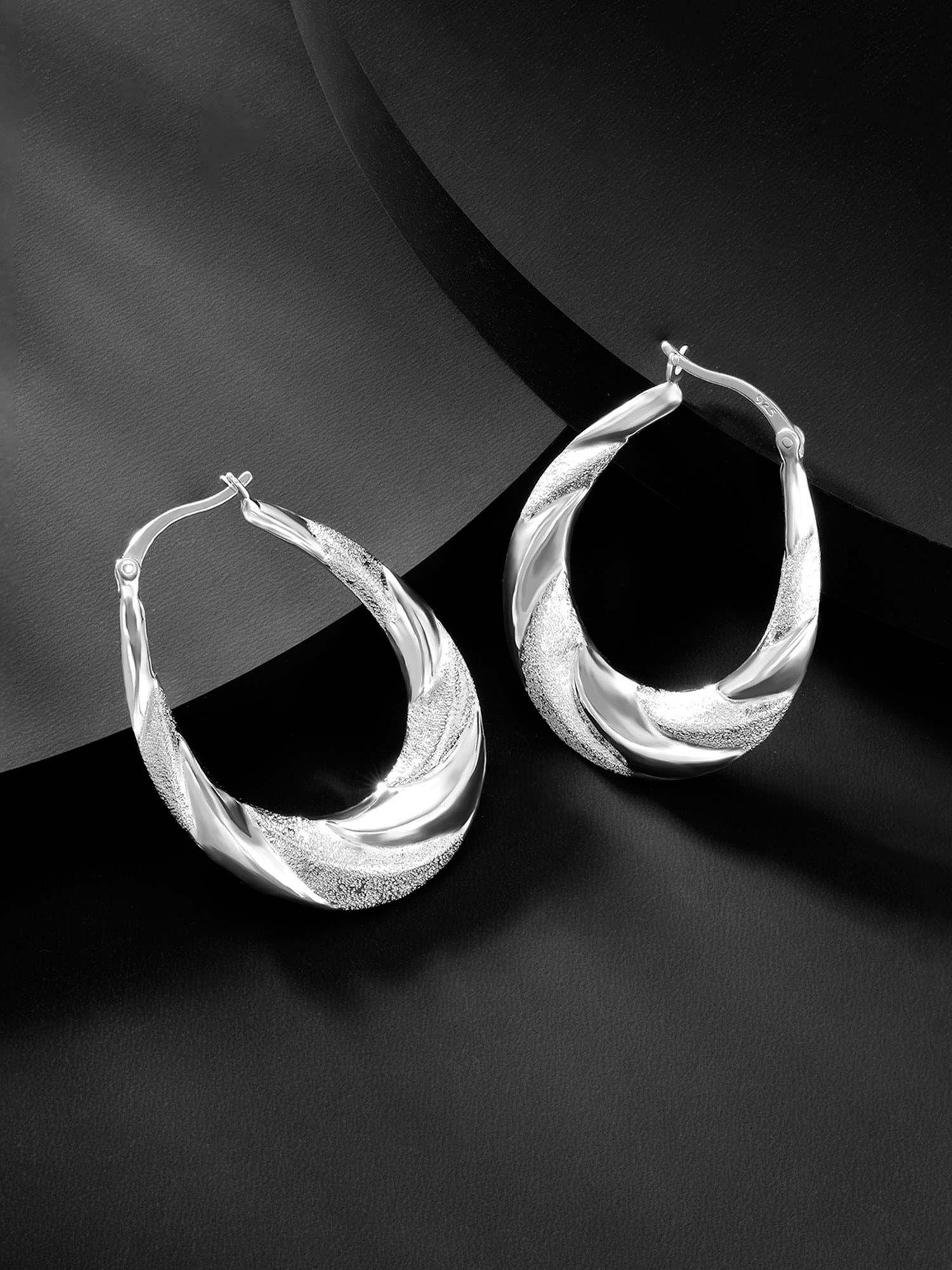 925 sterling silver small hoop earrings classic diamond-cut huggie-pf17e55