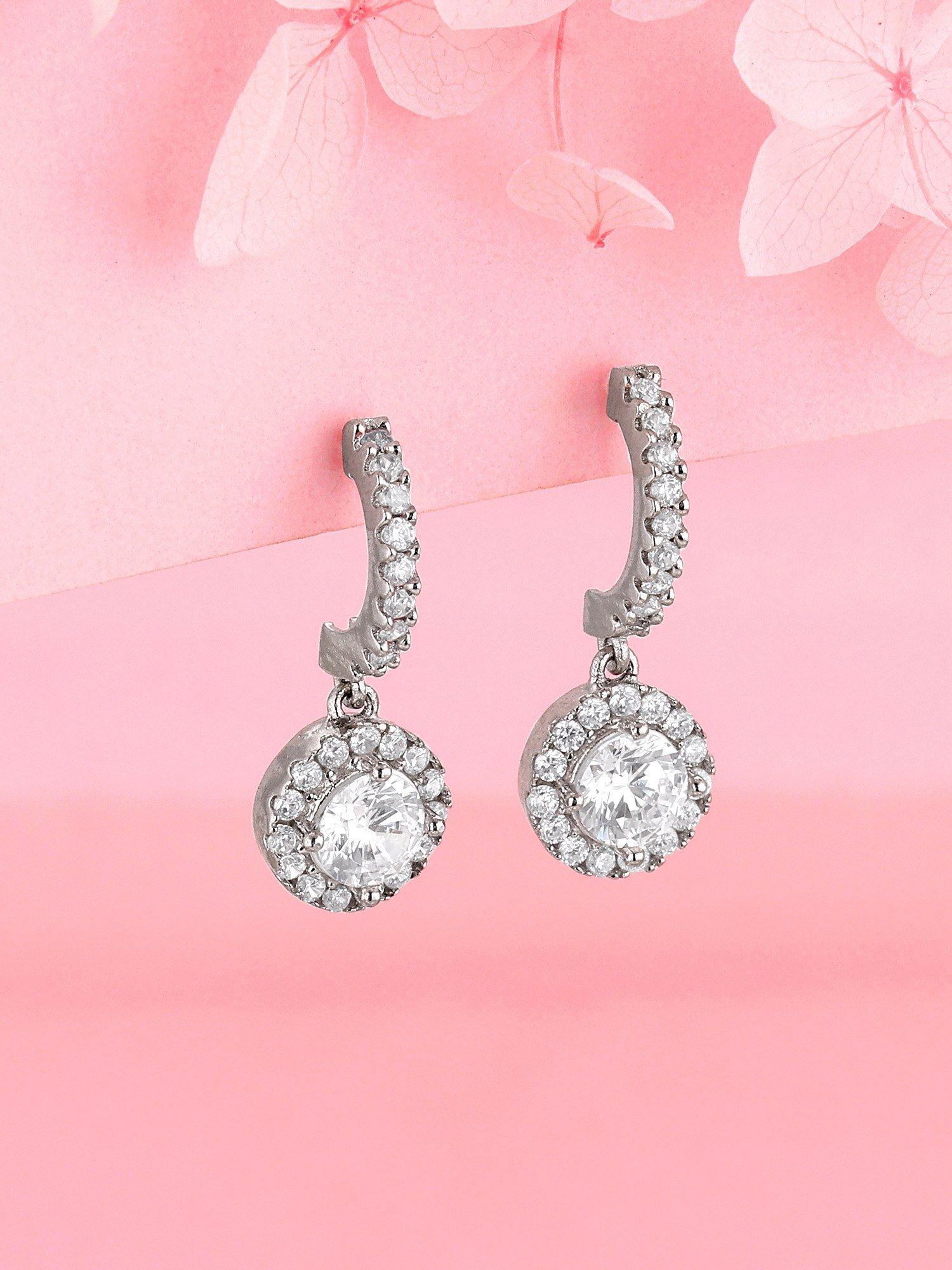 925 sterling silver zircon drizzle drop earring for women and girls