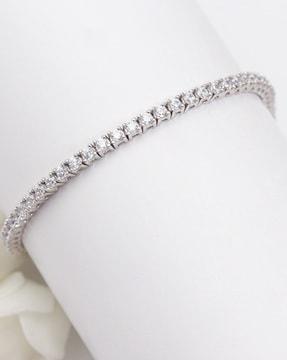 925 sterling silver zircon studded link bracelet