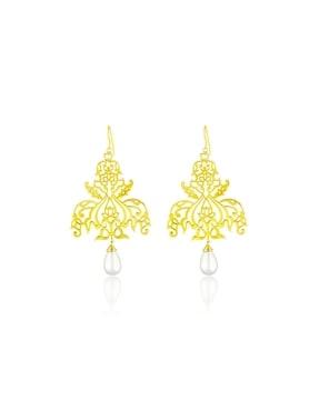 925 sterling sliver baroque filigree earrings with pearl drops