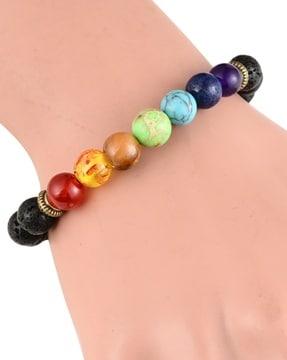 9380b 7 chakra lava stone beaded stretch bracelet
