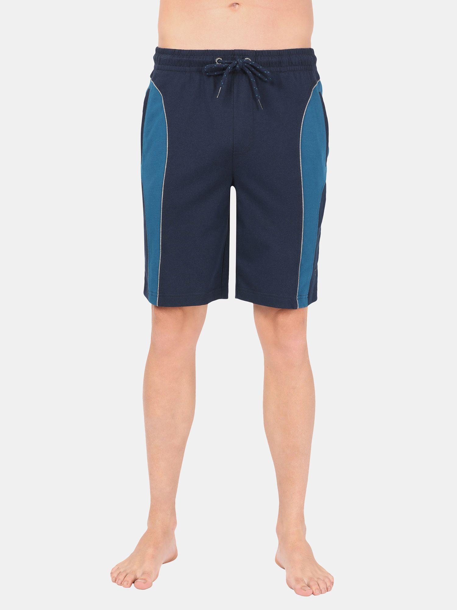 9411 mens super combed cotton rich straight fit solid shorts-navy & steller blue