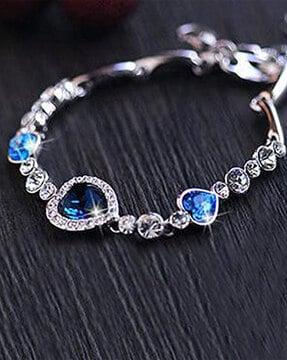 9502b silver-plated crystal-studded link bracelet