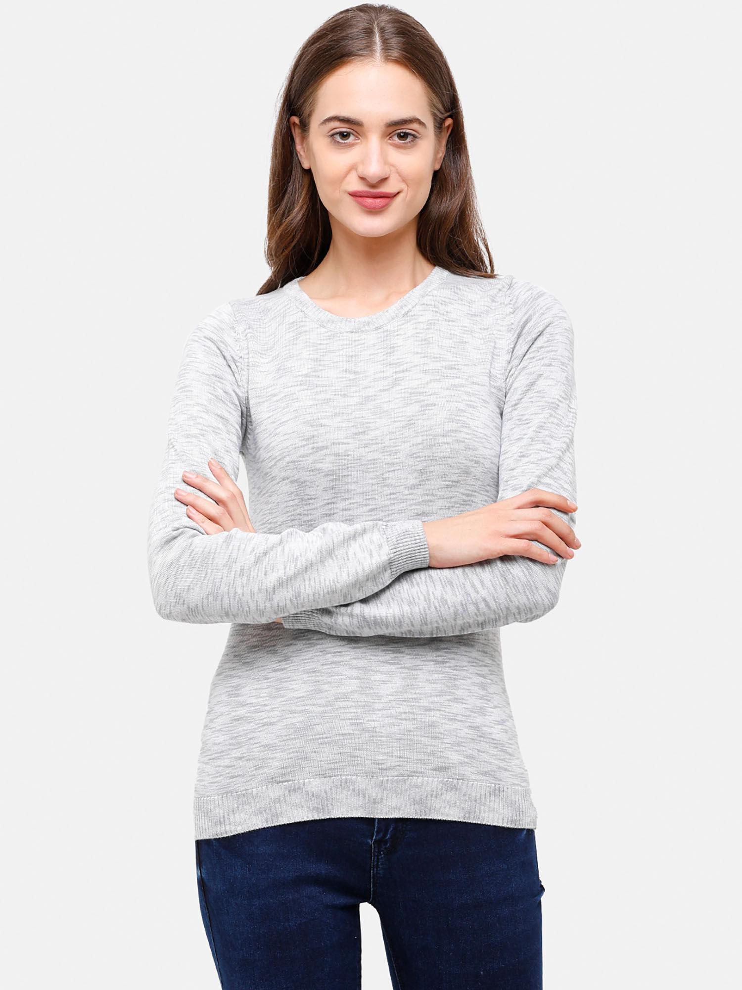 98 degree north's grey melange full sleeves sweater