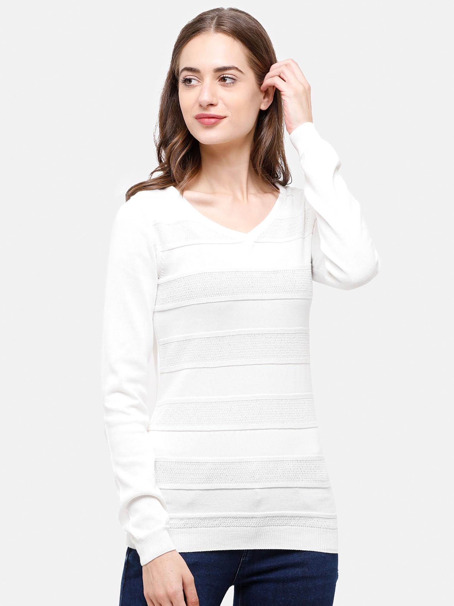 98 degree north's white full sleeves sweater