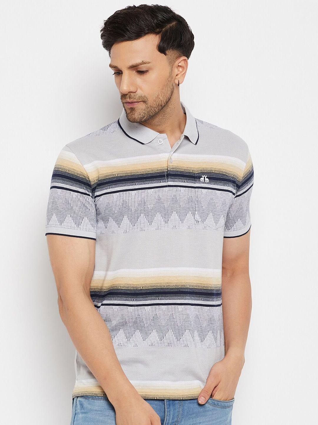 98 degree north horizontal striped polo collar cotton t-shirt