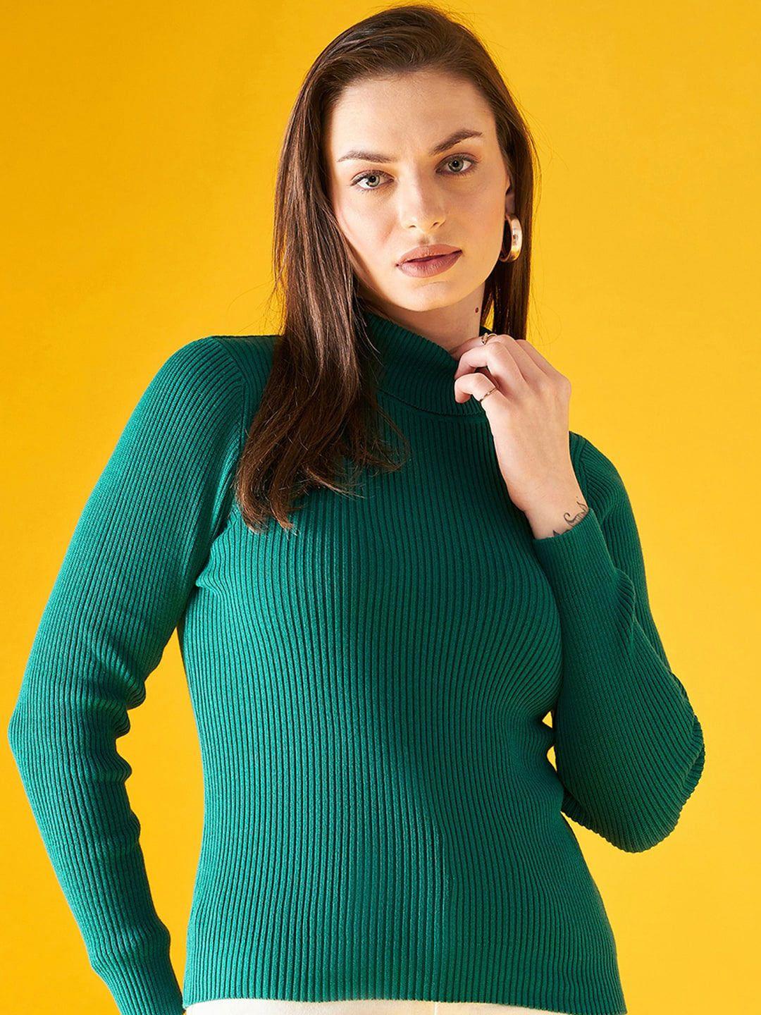 98 degree north ribbed high neck cotton pullover sweater