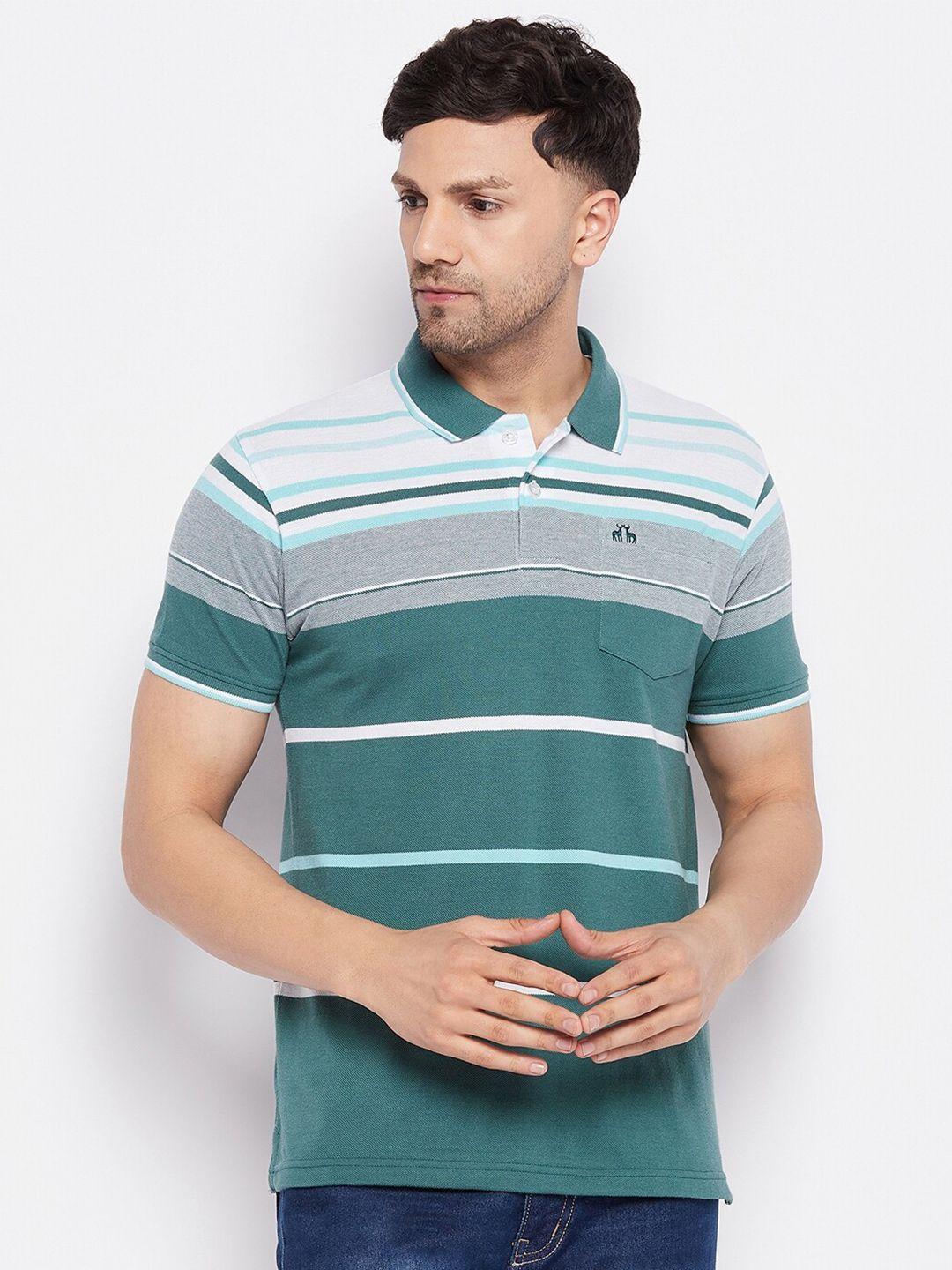 98 degree north striped polo collar cotton t-shirt