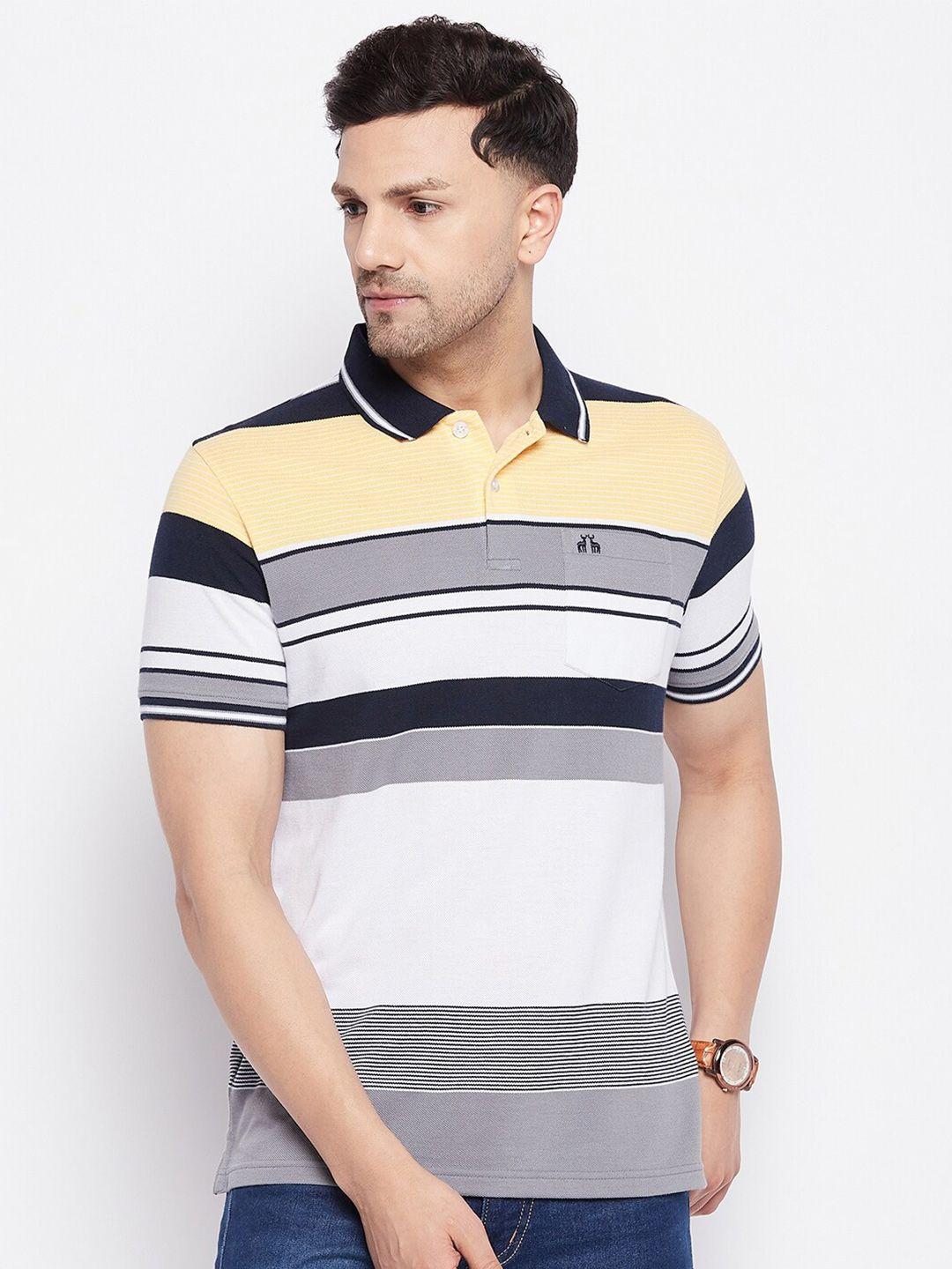 98 degree north striped polo collar cotton t-shirt