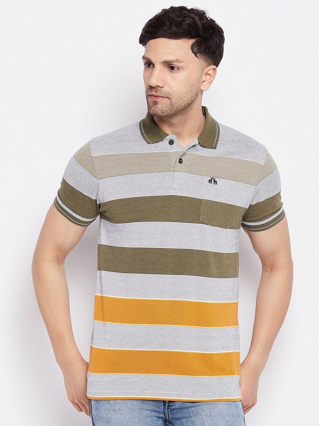 98 degree north striped polo collar cotton t-shirt