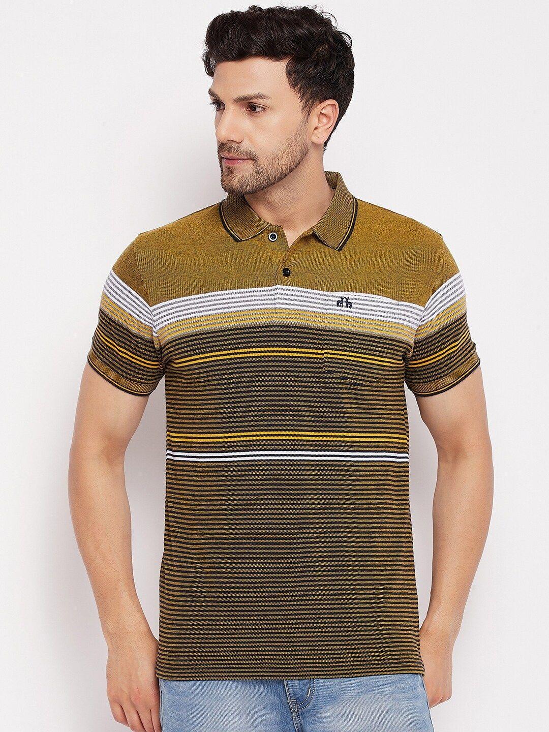 98 degree north striped polo collar cotton t-shirt