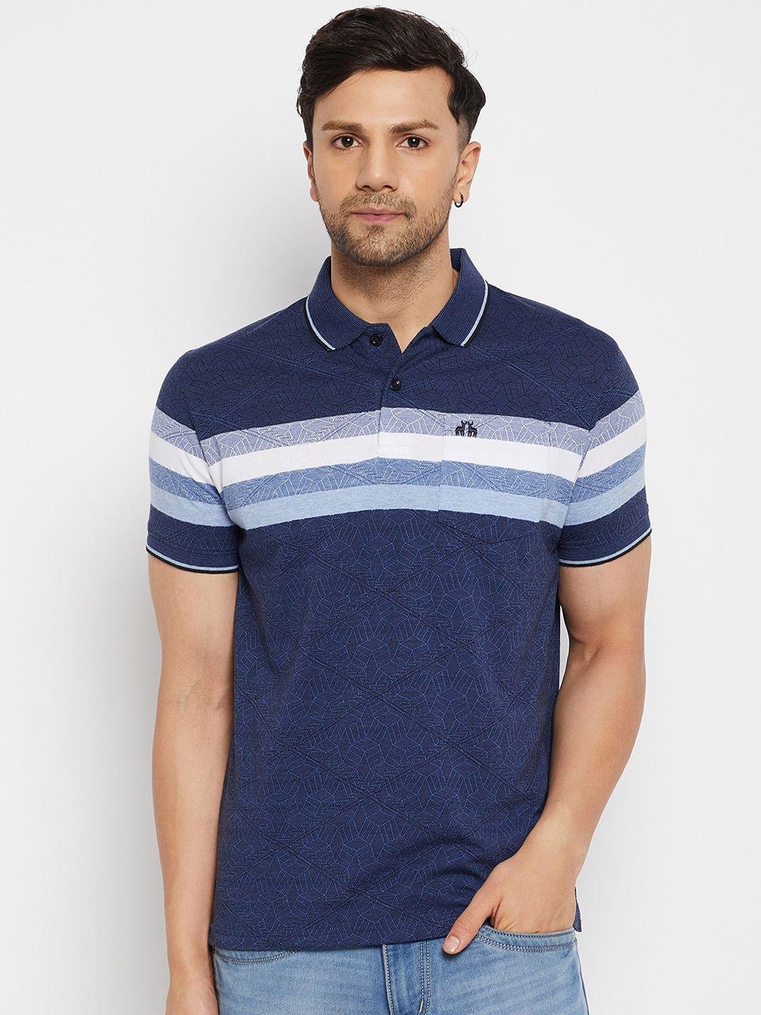 98 degree north striped polo collar cotton t-shirt