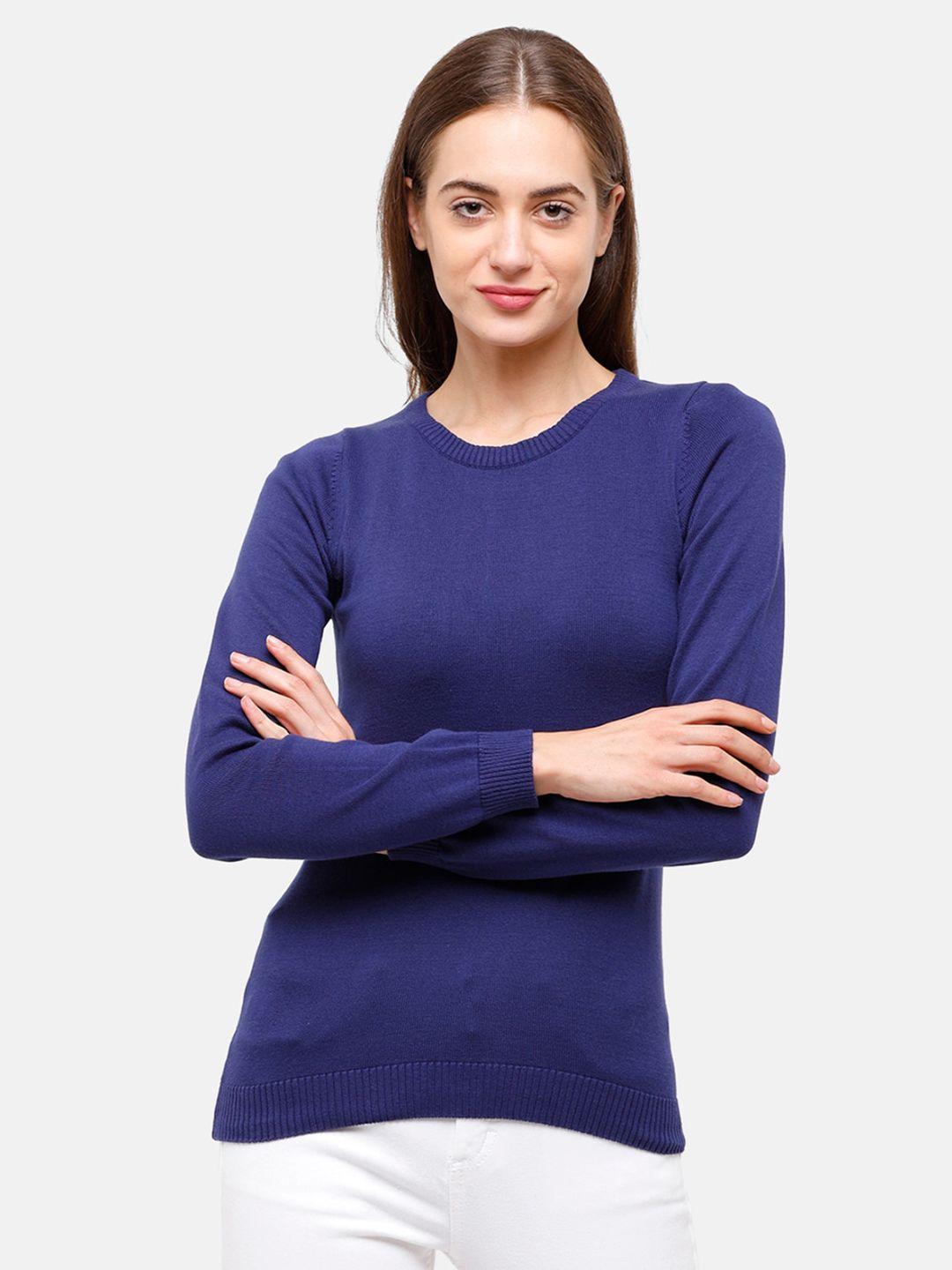 98 degree north women blue pure cotton pullover sweater