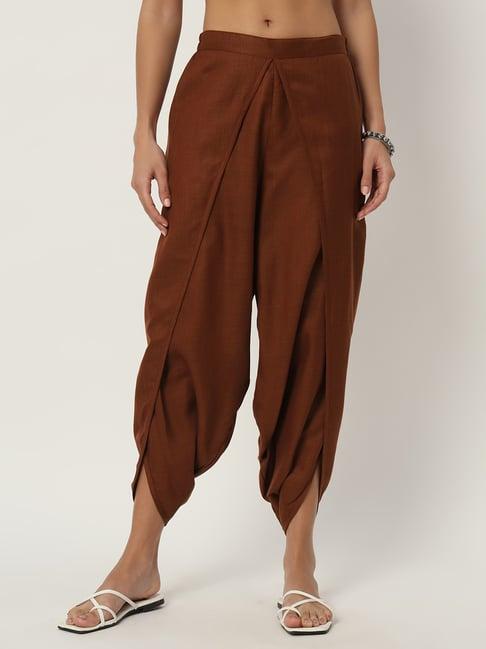9rasa brown cotton dhoti pants