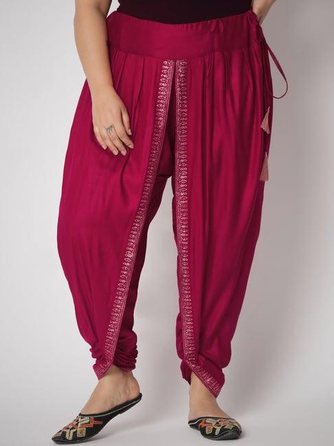 9rasa dark pink printed plus size dhoti pants