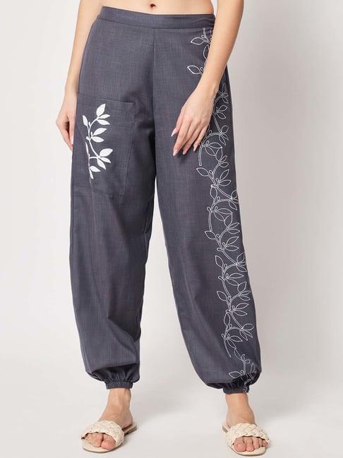 9rasa grey cotton printed trousers