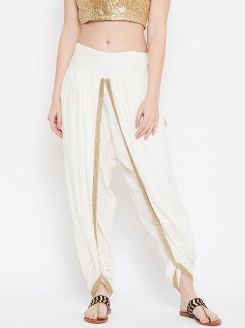 9rasa off white embellished dhoti pants