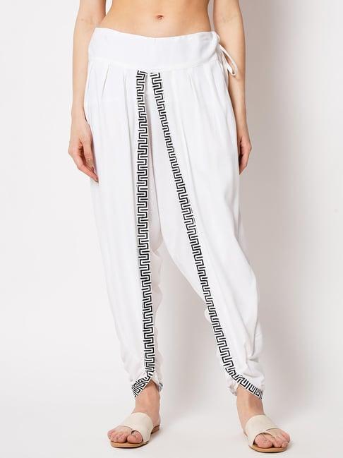 9rasa white block print dhoti pants