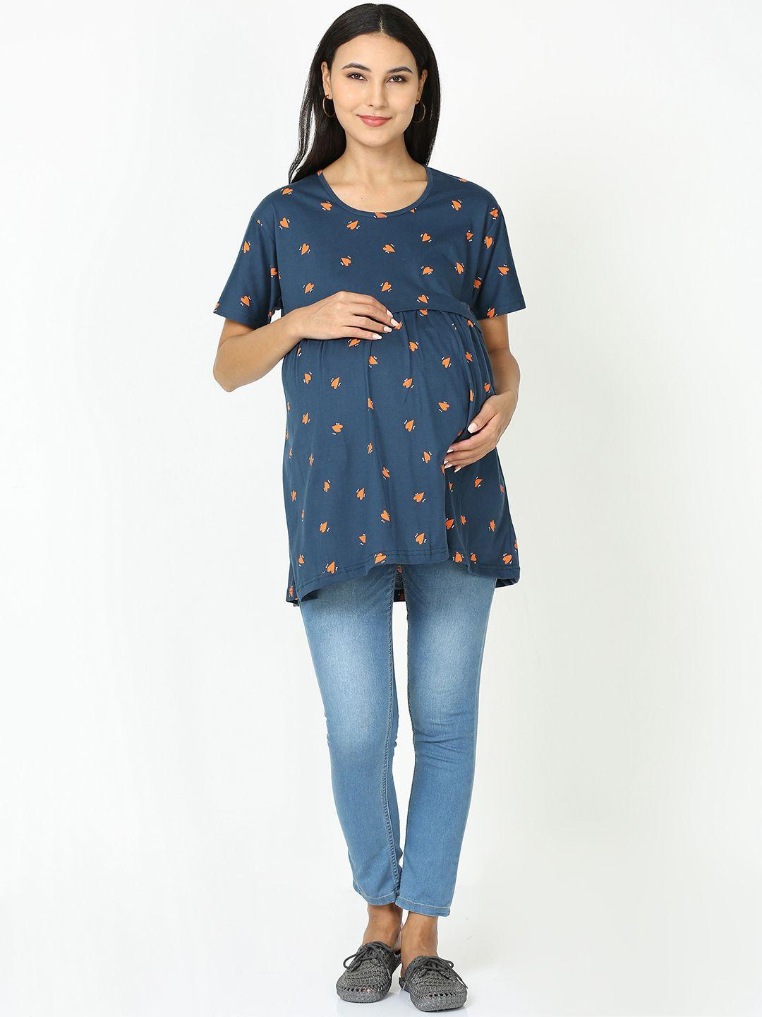 9shines label conversational printed cotton maternity top