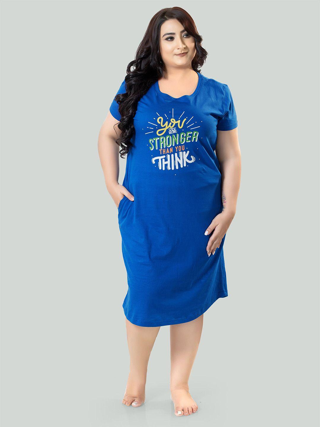 9shines label plus size typography printed pure cotton t-shirt nightdress