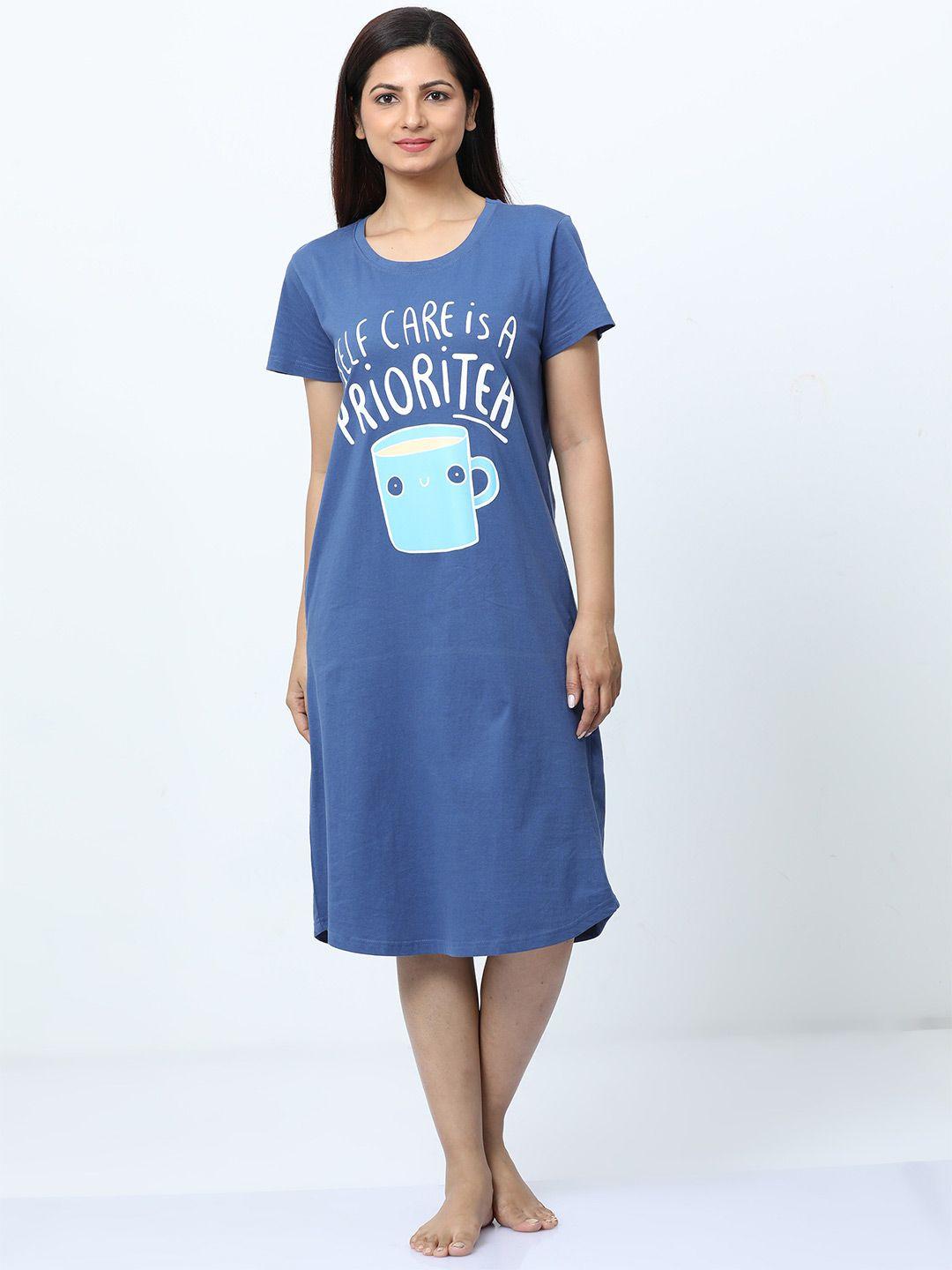 9shines label typography printed pure cotton nightdress