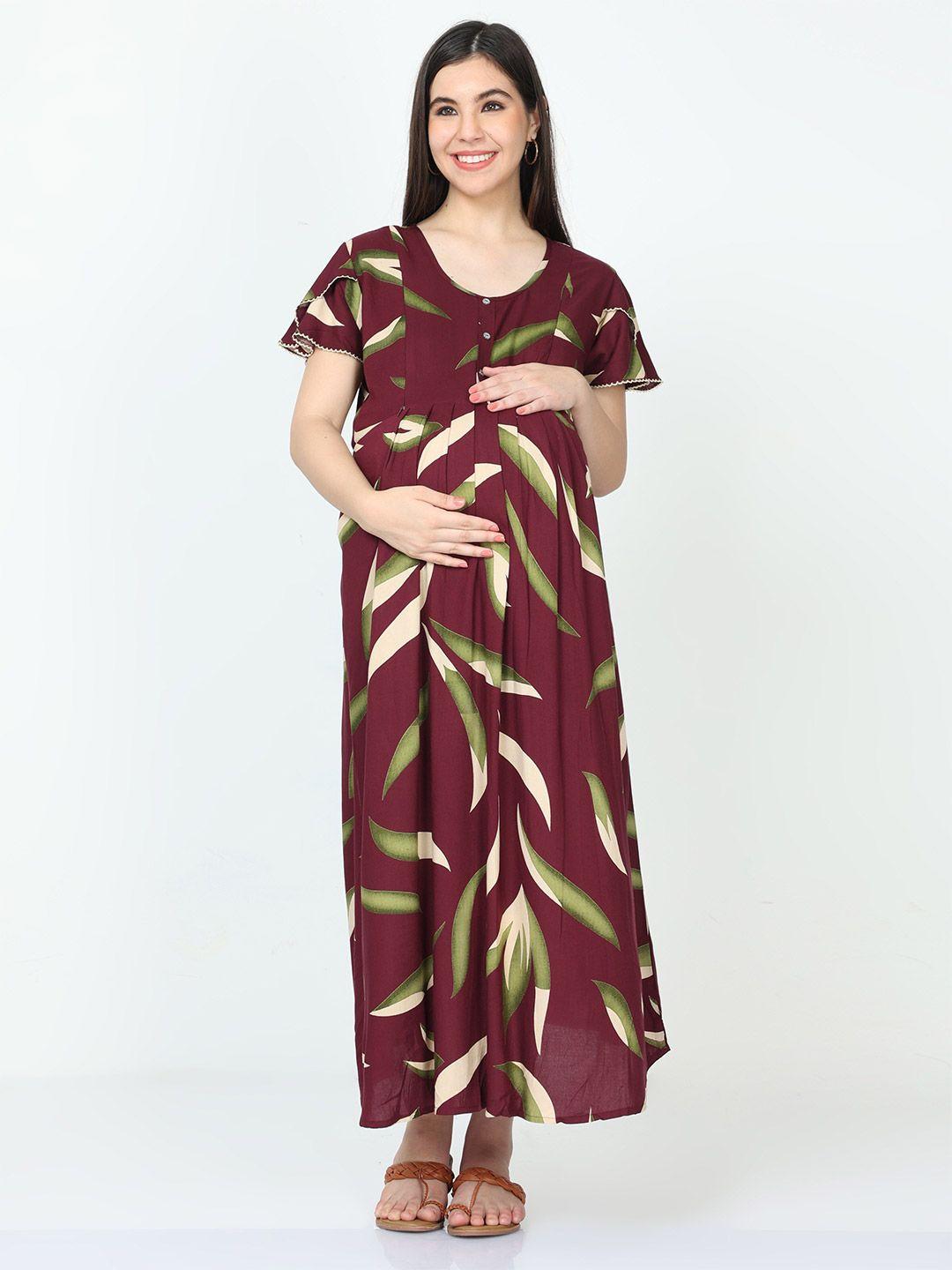 9shines label blue printed maternity maxi nightdress