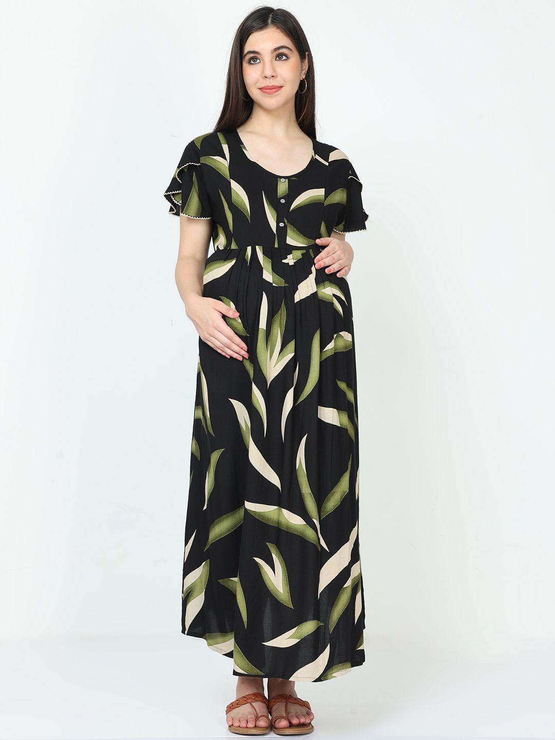 9shines label blue printed maternity maxi nightdress