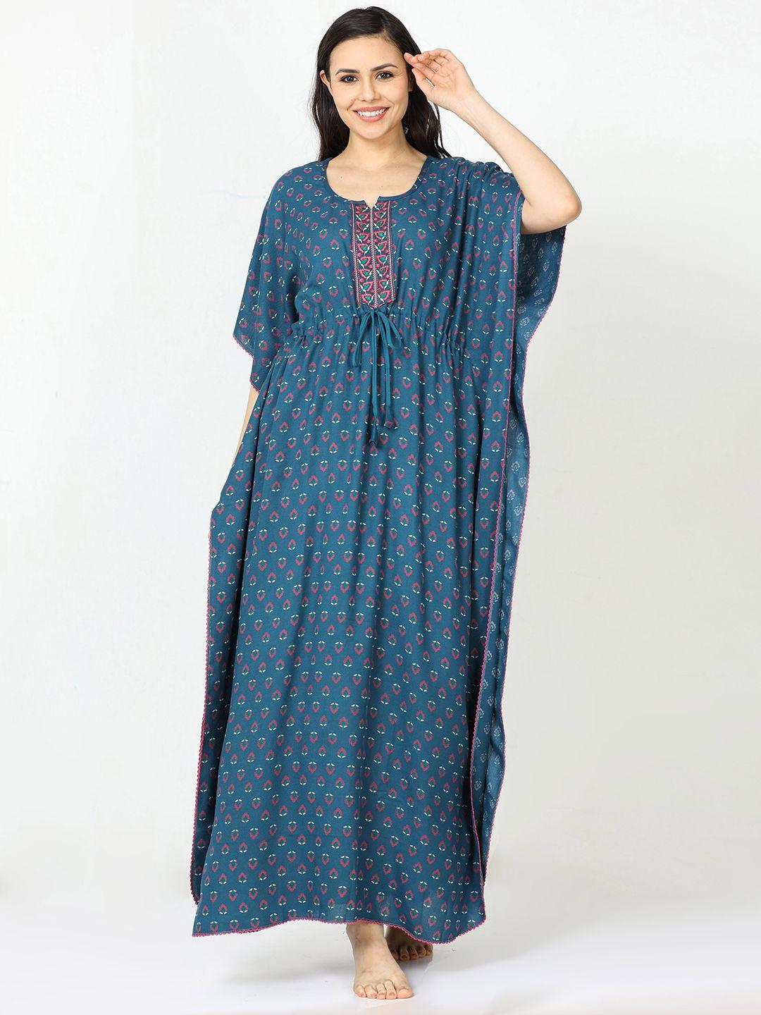 9shines label ethnic motifs printed maxi nightdress