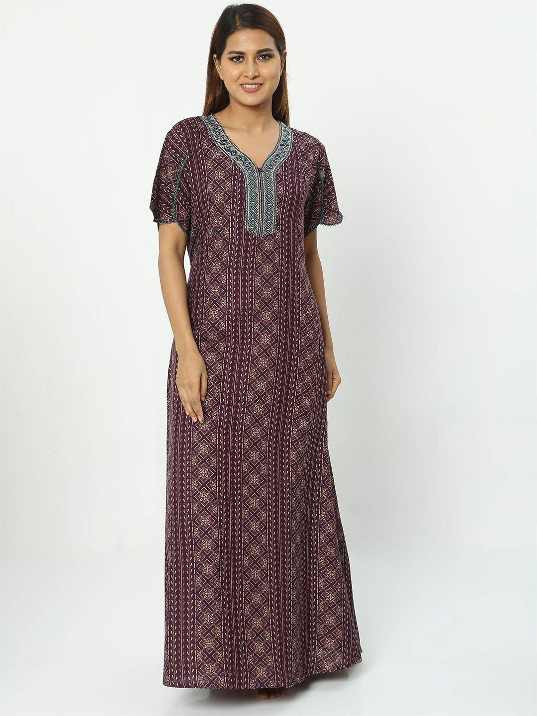 9shines label ethnic printed maxi nightdress