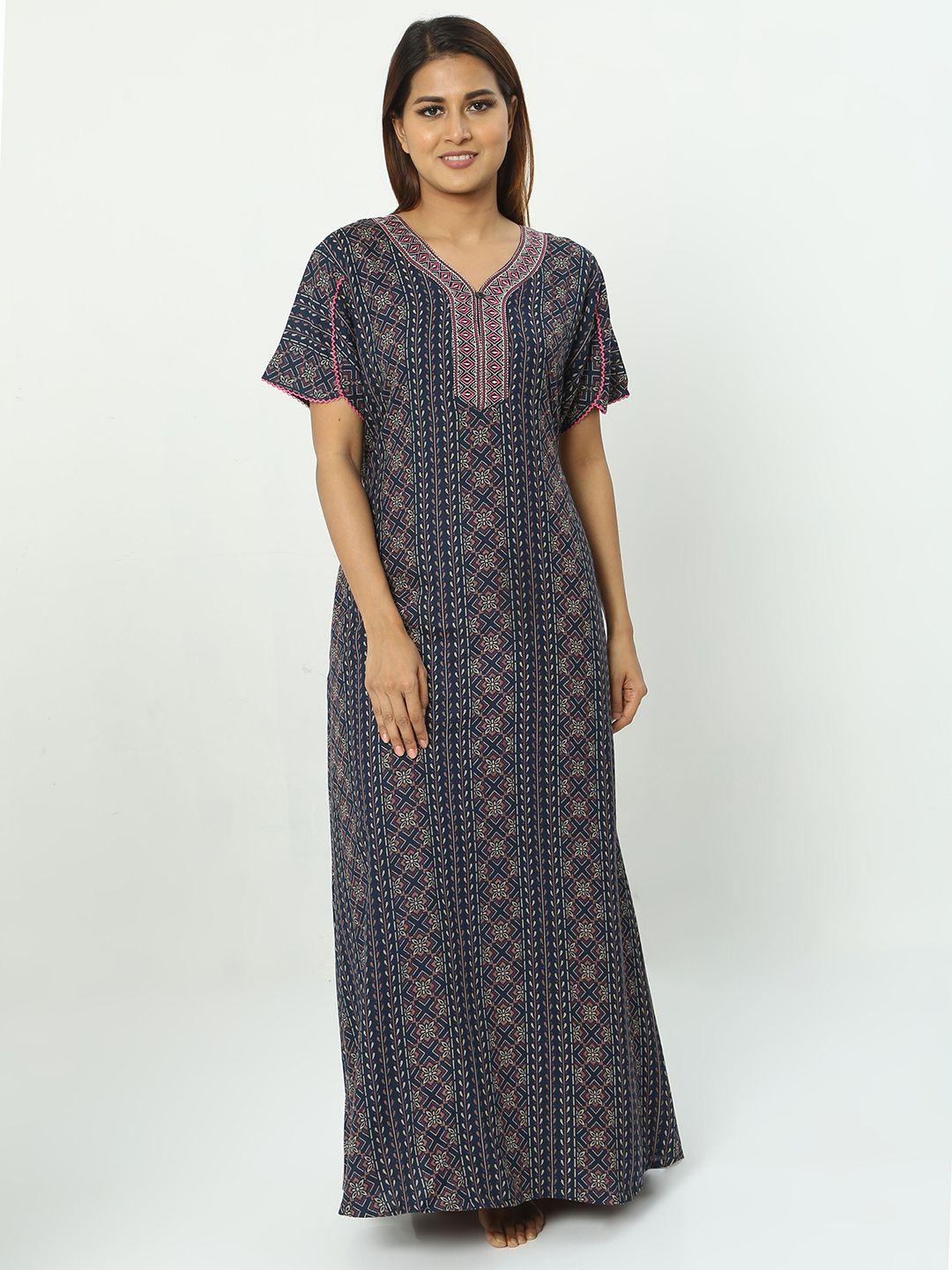 9shines label ethnic printed maxi nightdress