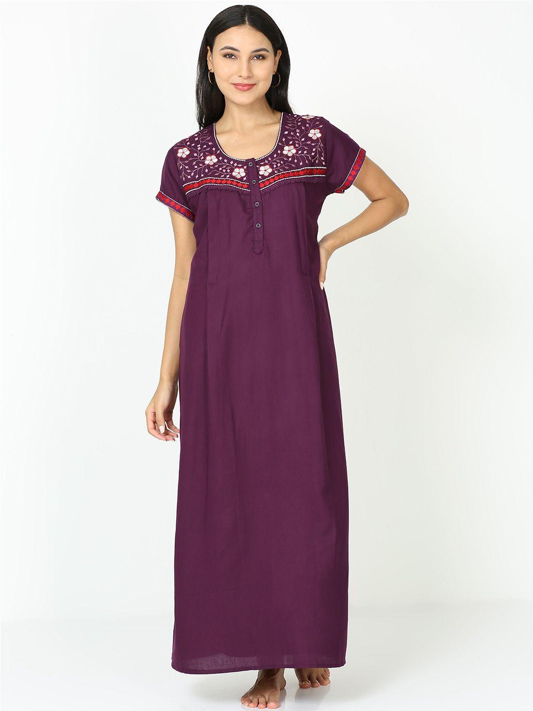 9shines label floral embroidered maternity maxi nightdress