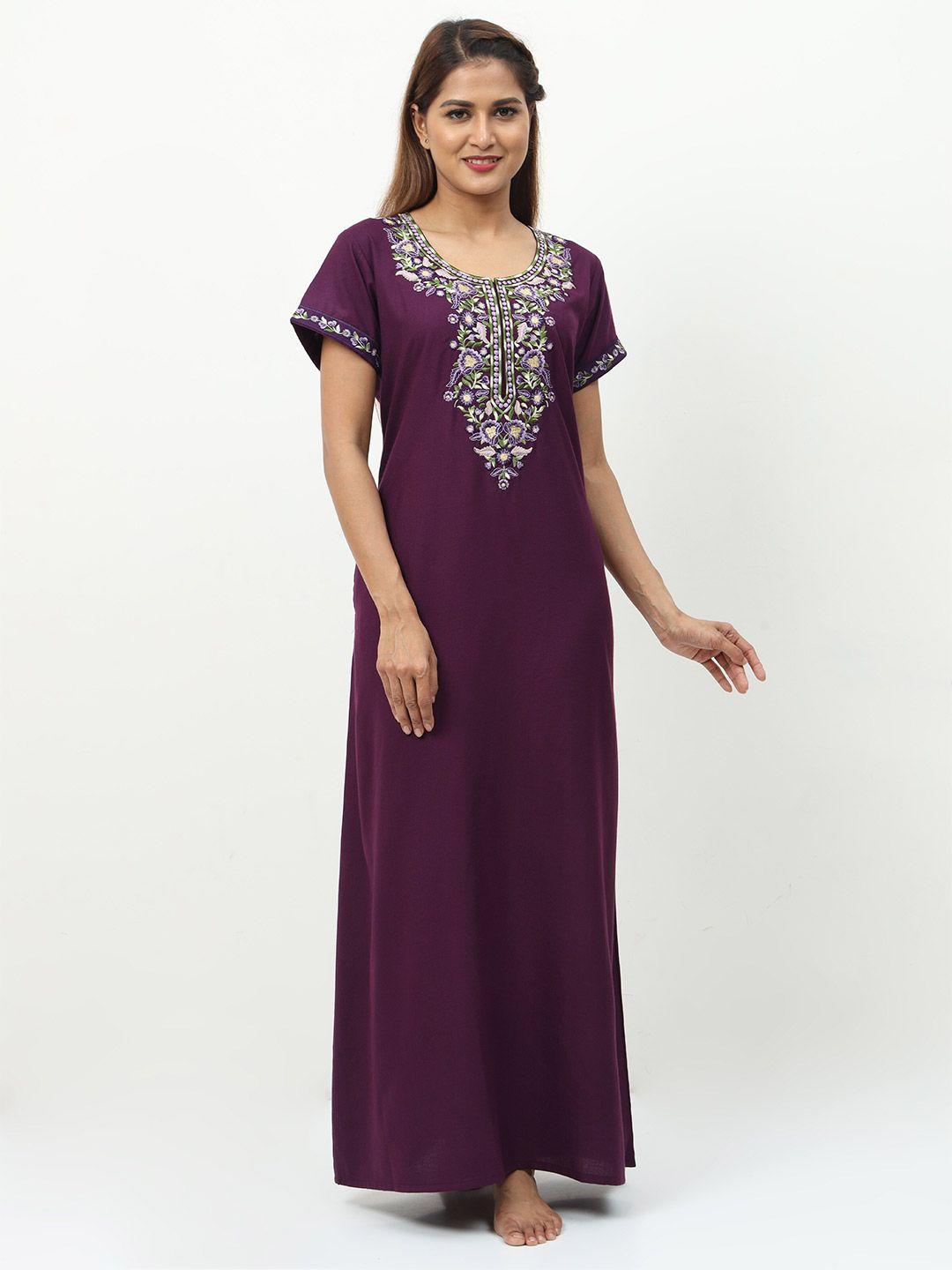 9shines label floral embroidered maxi nightdress