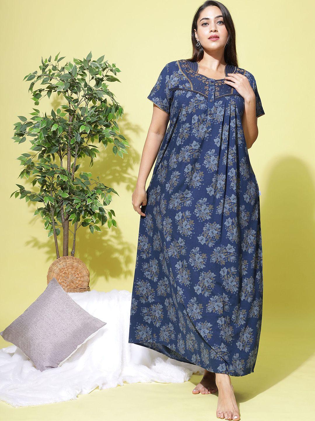 9shines label floral printed maxi everyday nightdress