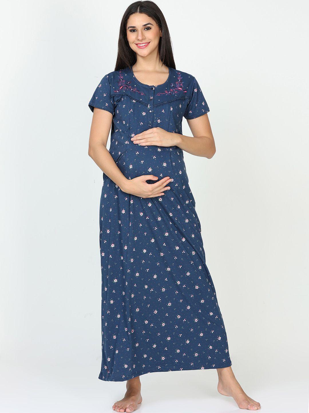 9shines label floral printed maxi nightdress